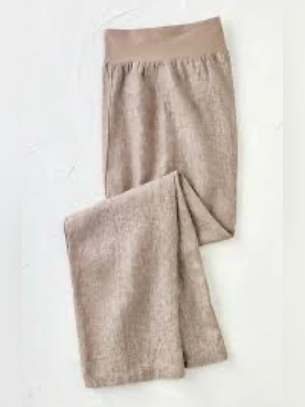 Coldwater Creek Knit Waistband Linen Pants in Tan